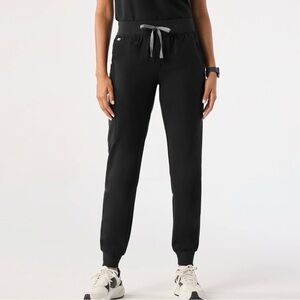 Figs Black Jogger Pants with Gray Drawstring
